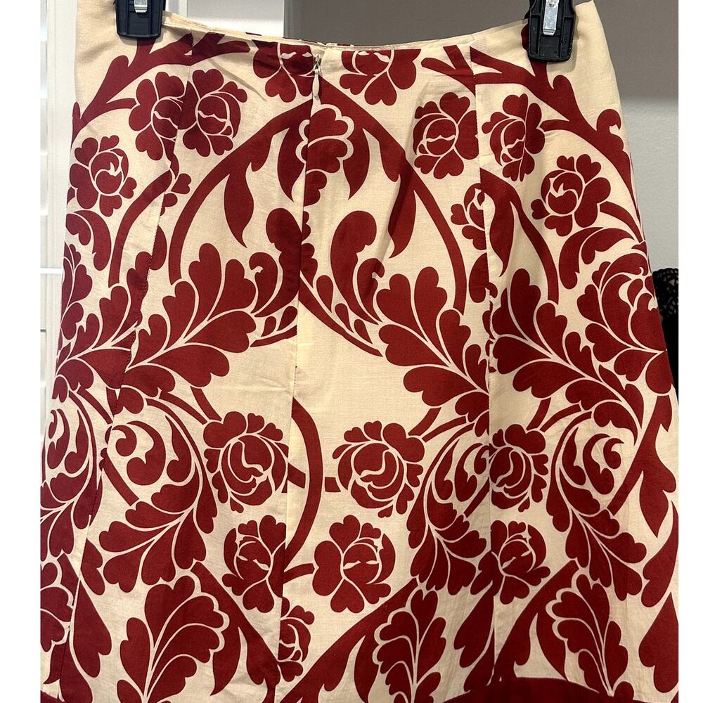 Ann Taylor Women's Cream Red Floral A LineLined Silk Blend Skirt 0P - Picture 5 of 8